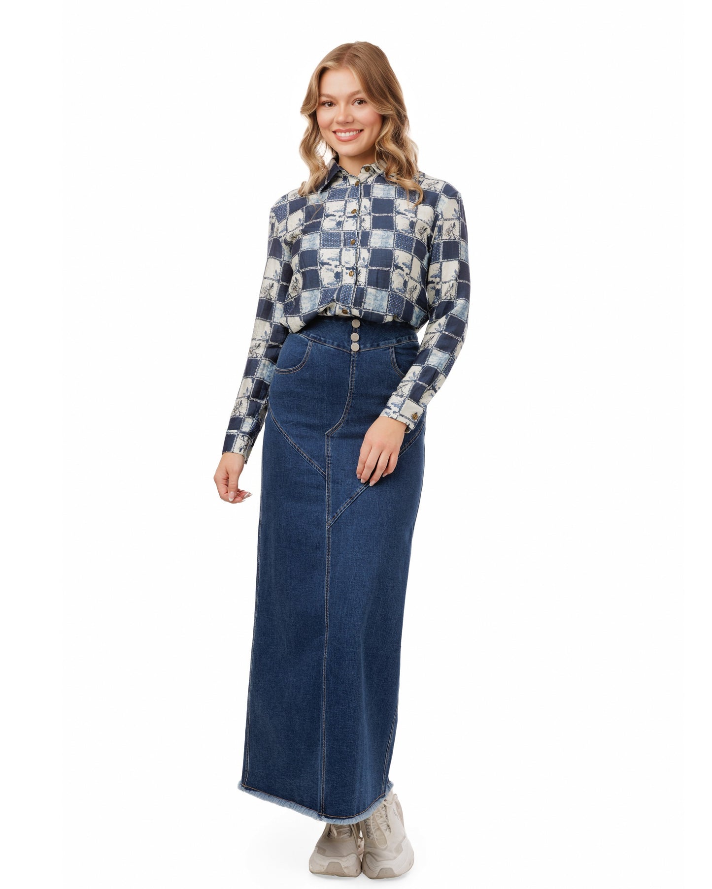 Blue Patchwork Printed Blouse