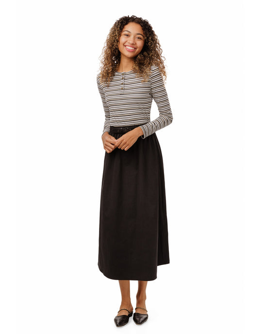 Black Cotton Dress With T-Shirt Top