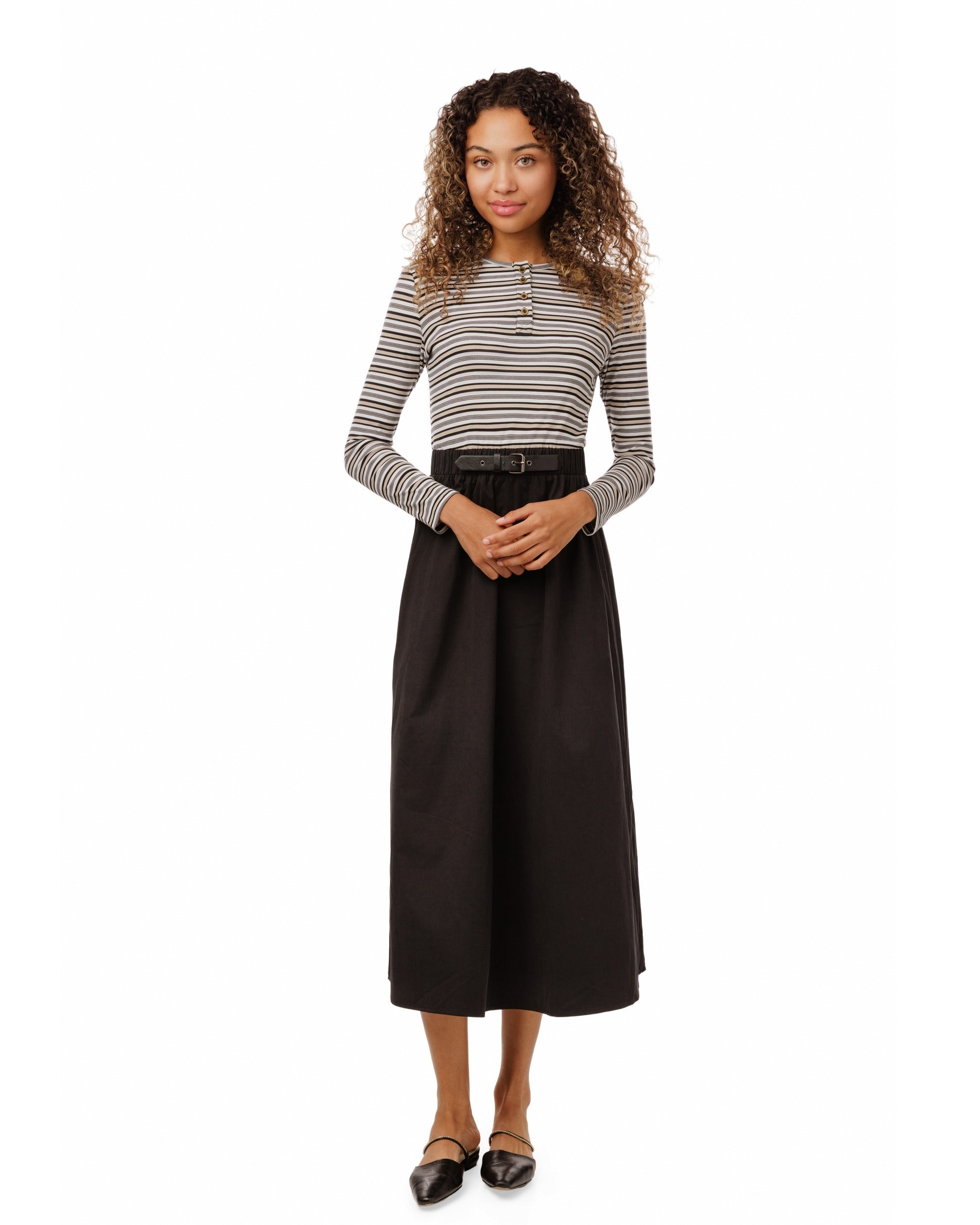 Black Cotton Dress With T-Shirt Top