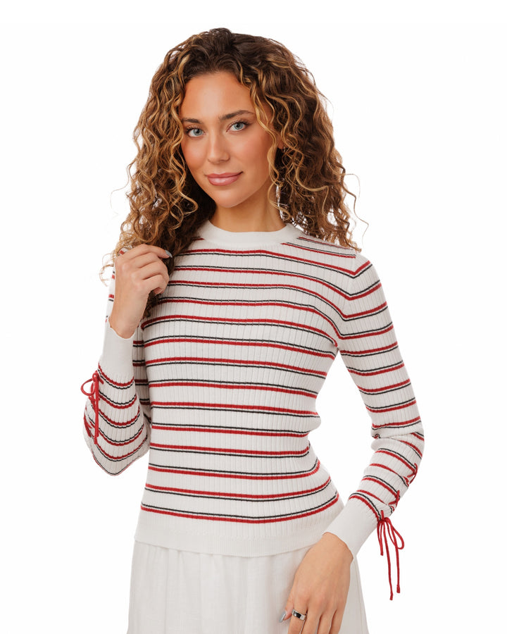Black And Red Stripped Knit Sweater