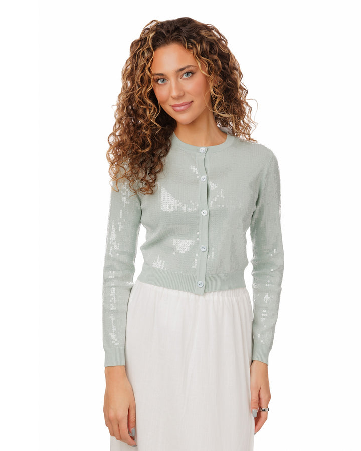 Mint Green Sequin Cardigan