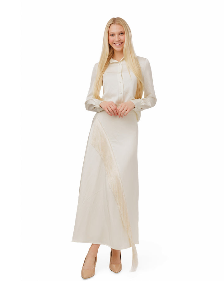 Basic Solid Blouse - Ivory - WS6641T-A