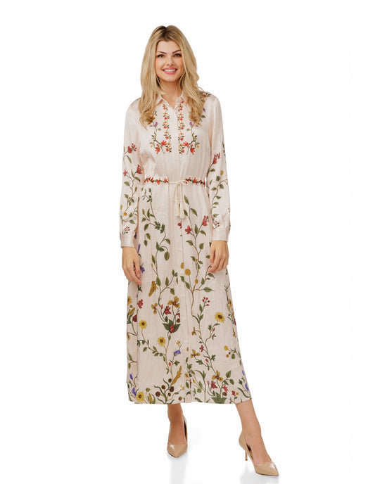 Floral Satin Drawstring Dress