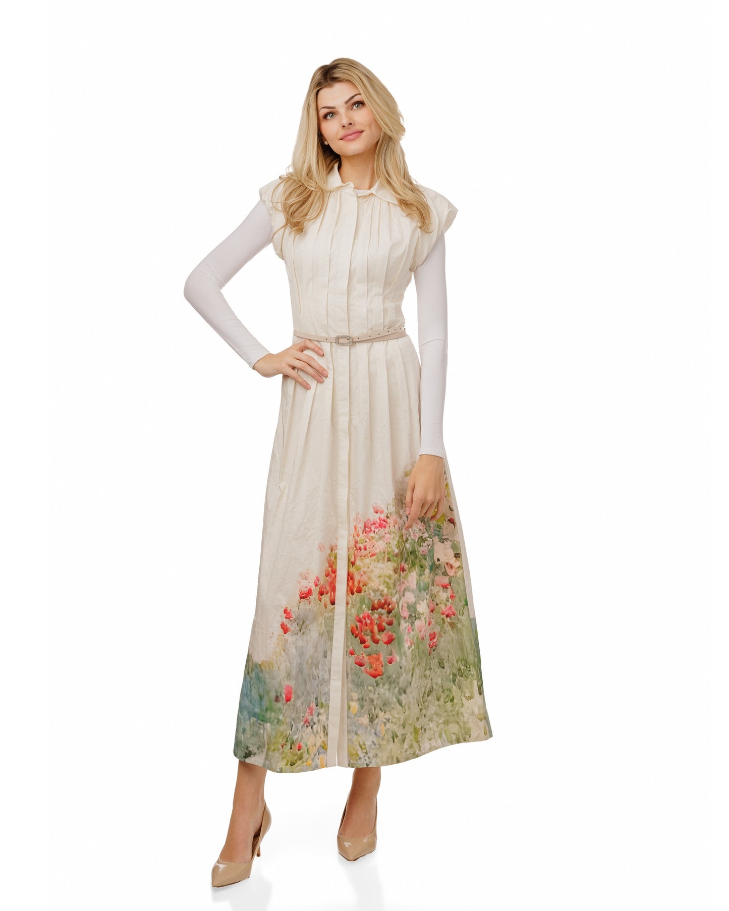 Ivory Cotton Jumper With Floral Print