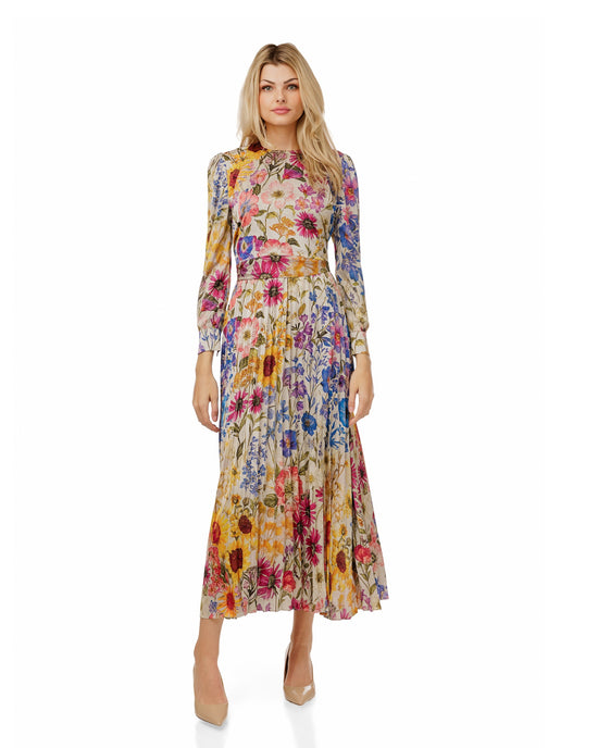 Wrap Pleated Dress - Multi Colored