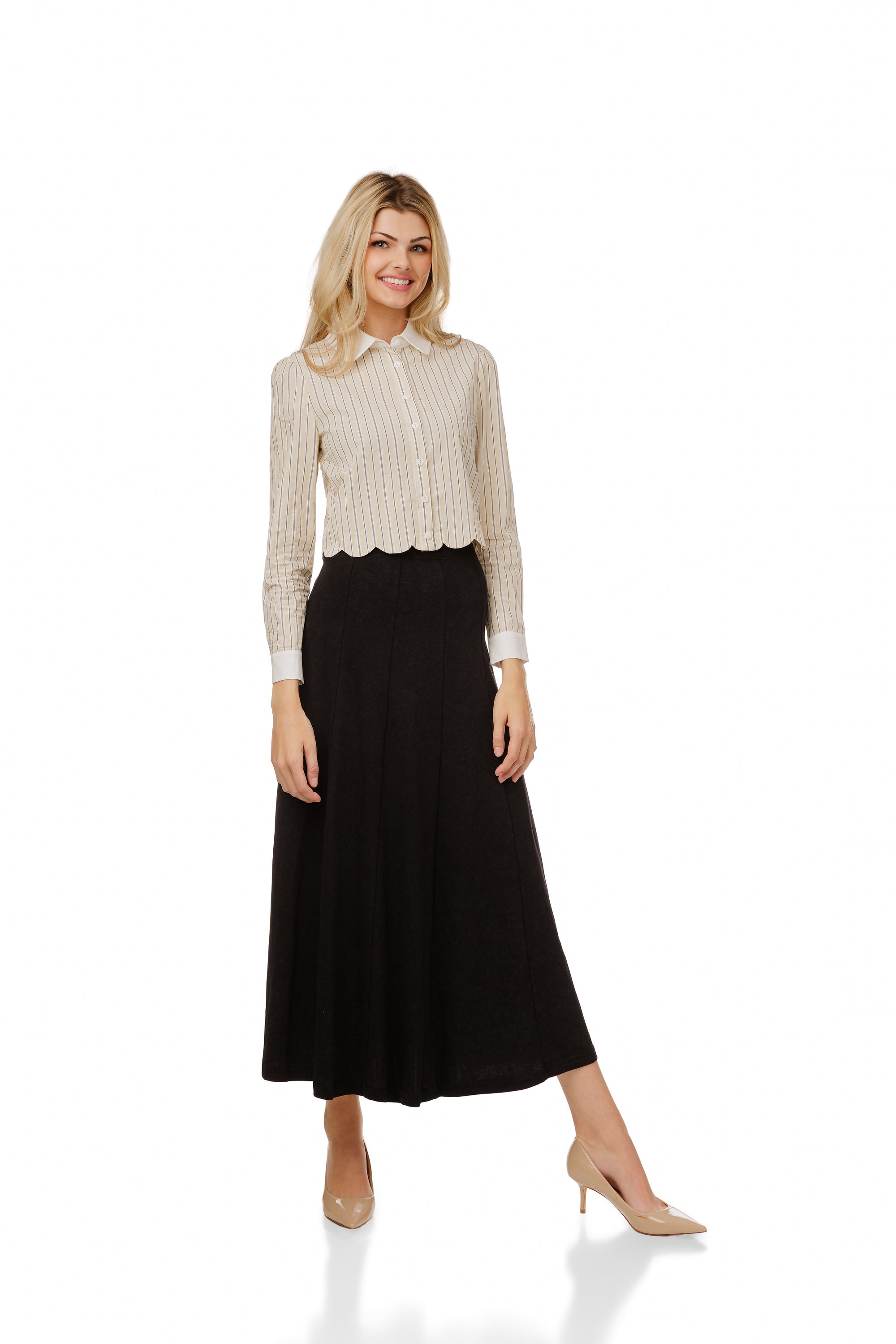 Yellow And Black Pin Stripped Blouse