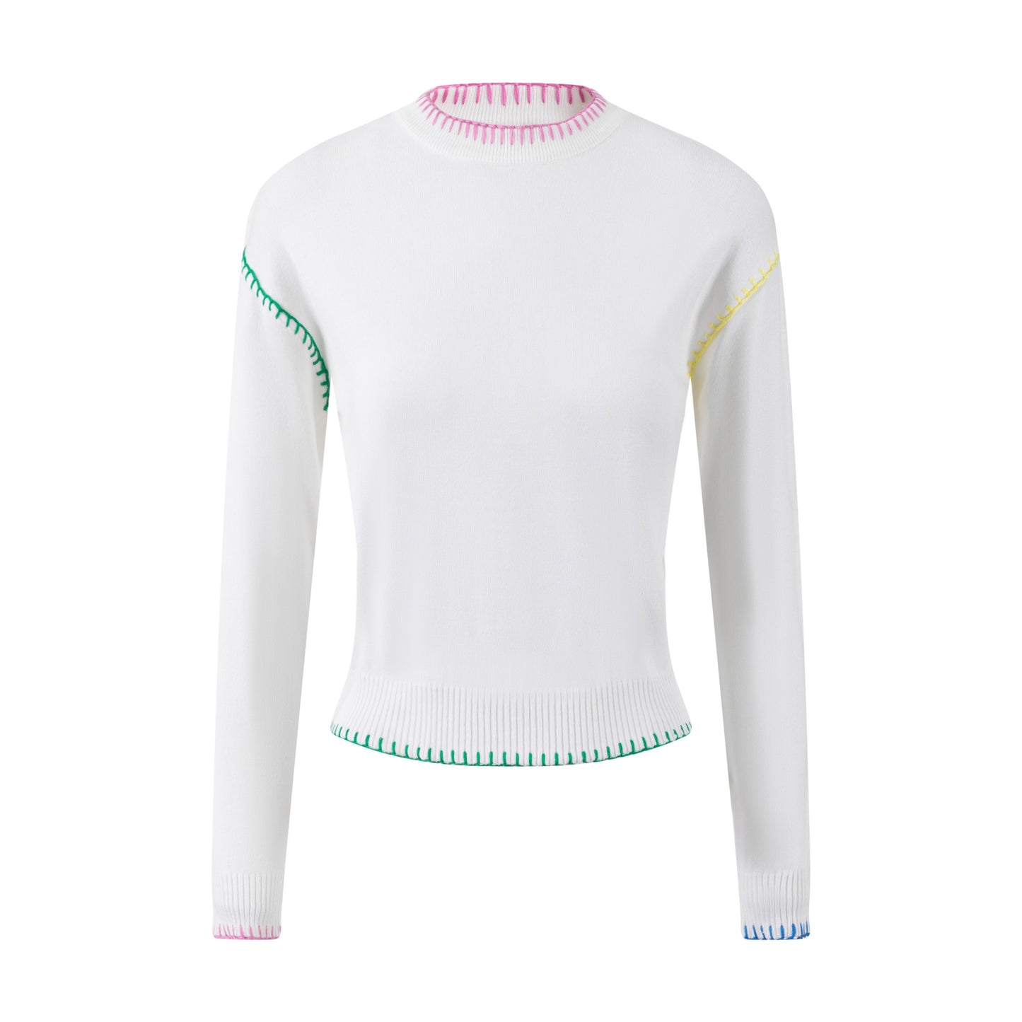 Multicolor Stitch Sweater - White