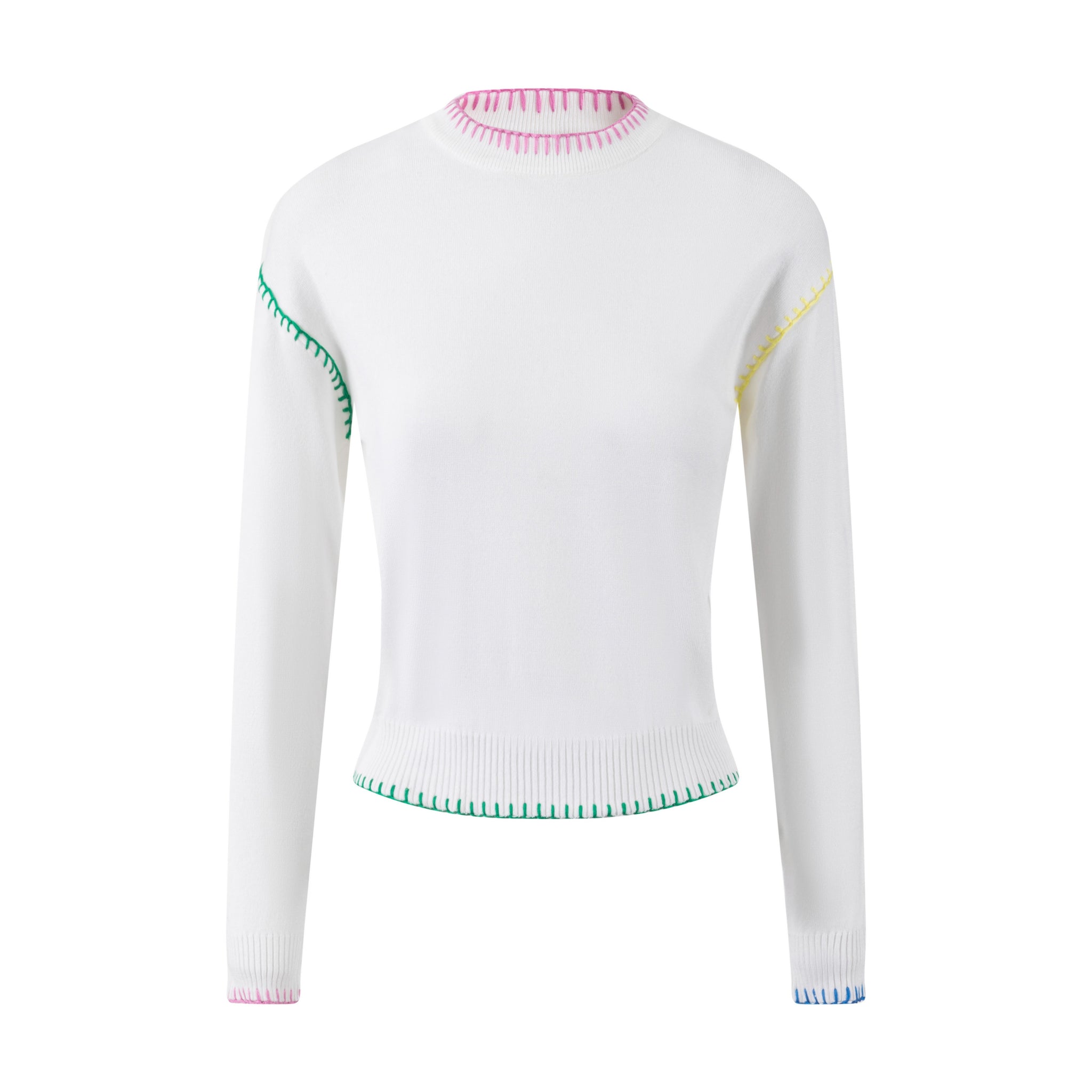 Multicolor Stitch Sweater - White