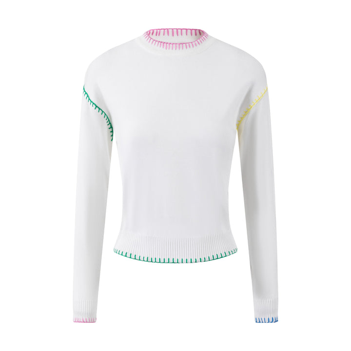 Multicolor Stitch Sweater - White