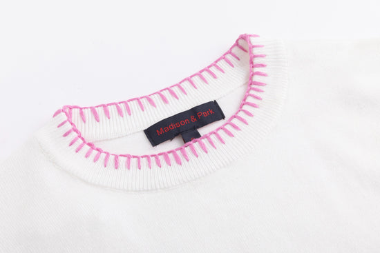 Multicolor Stitch Sweater - White