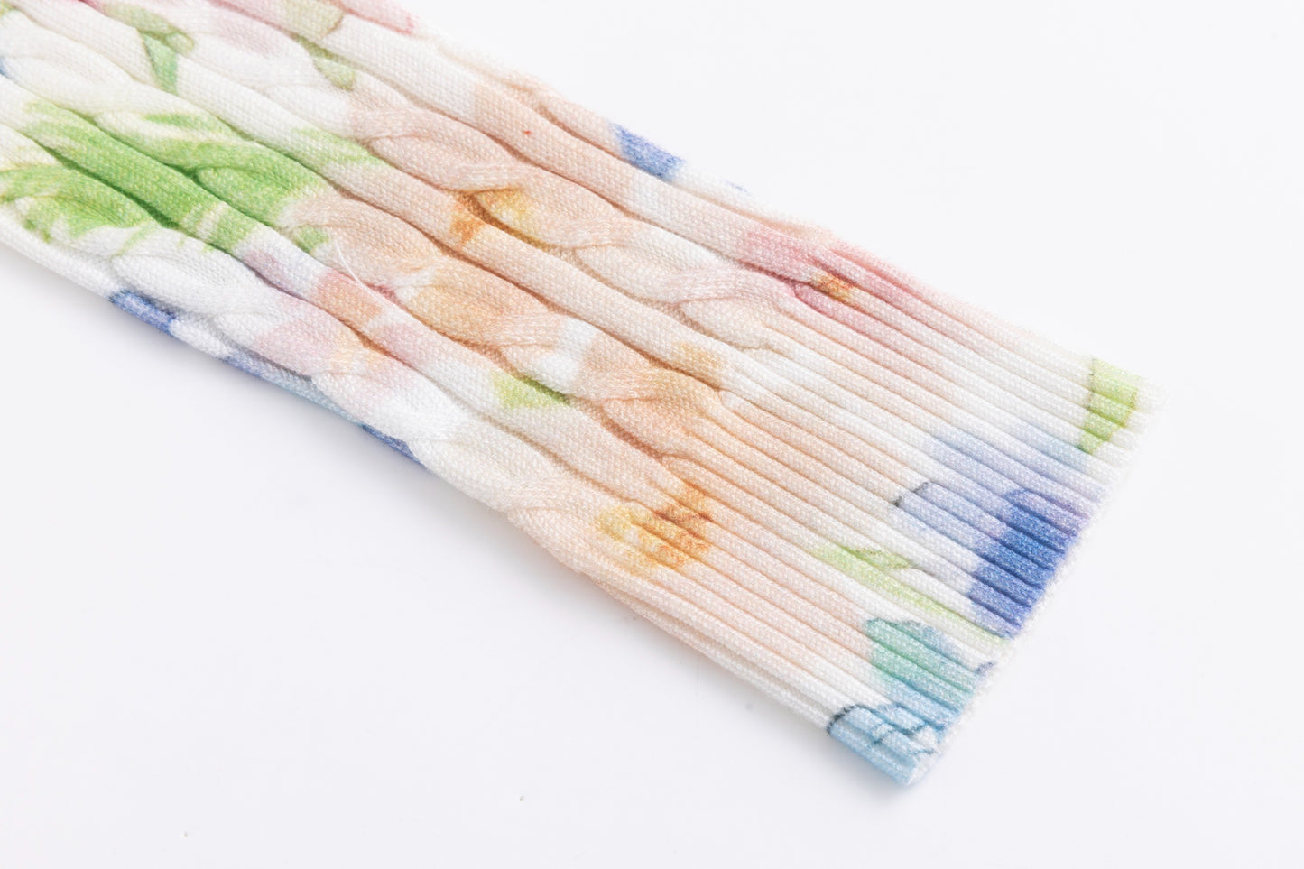 Pastel Floral Printed Cable Knit Top