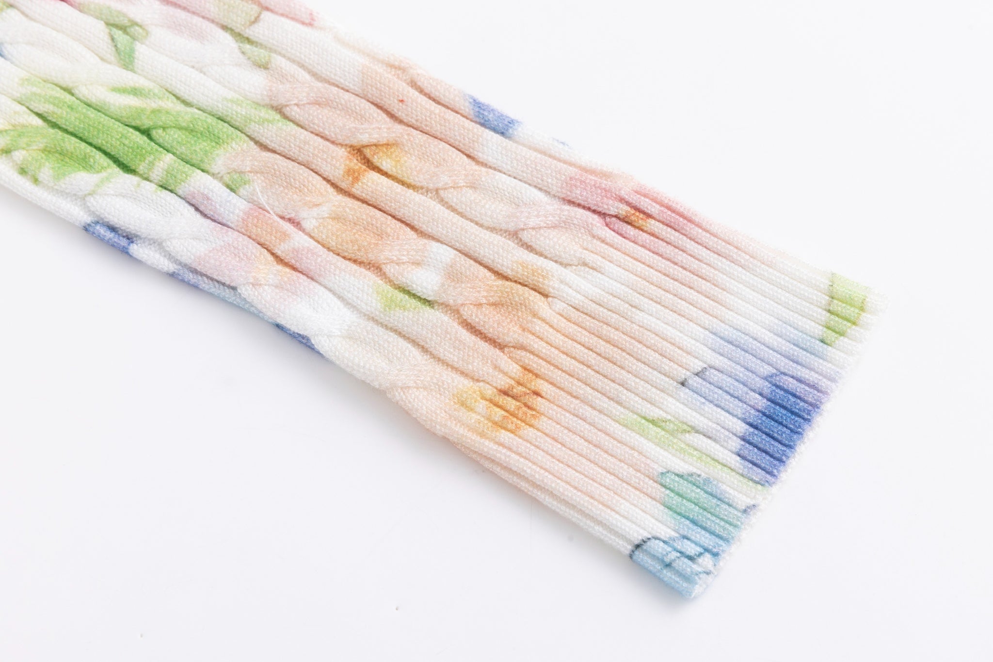 Pastel Floral Printed Cable Knit Top