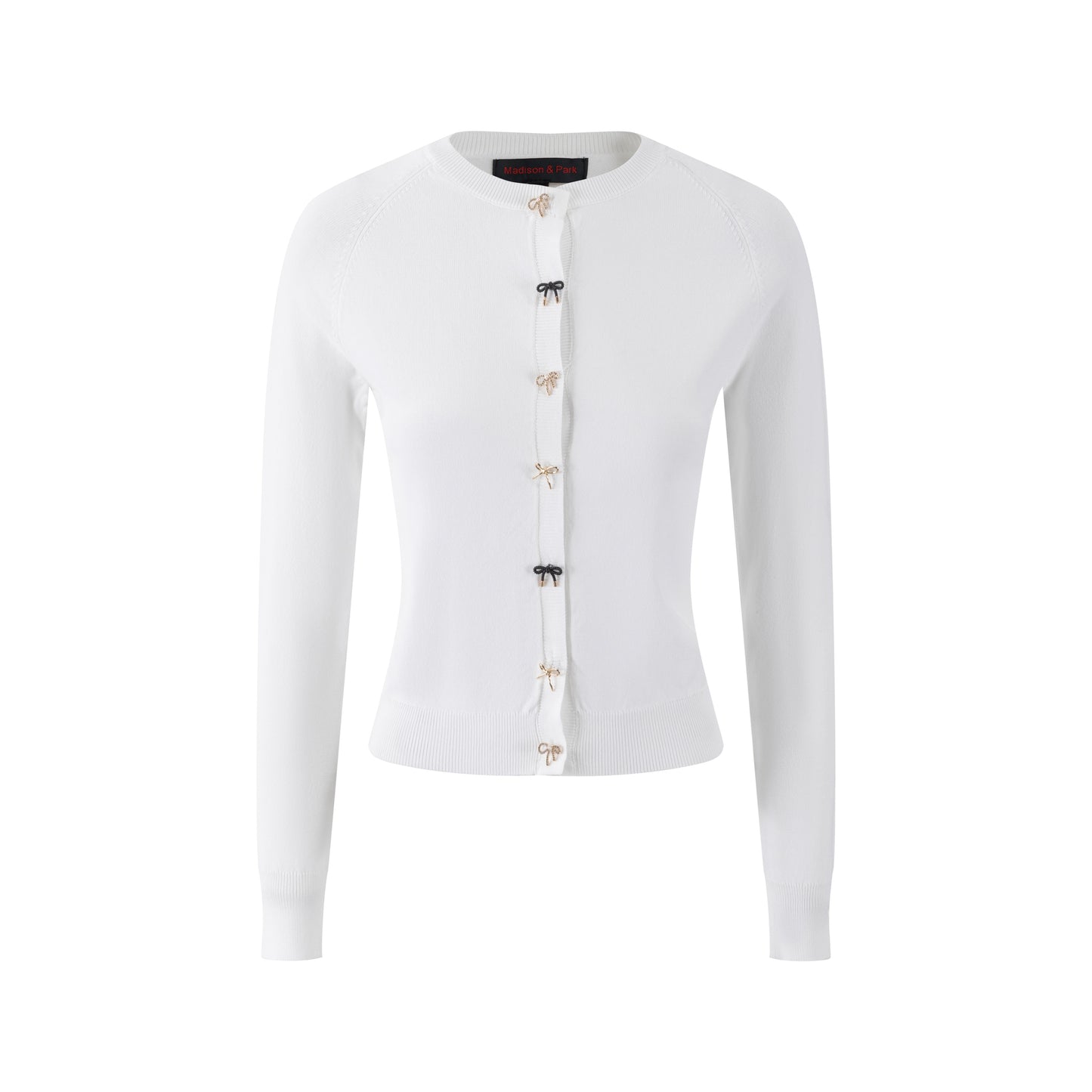 White Cardigan With Bow Shaped Buttons