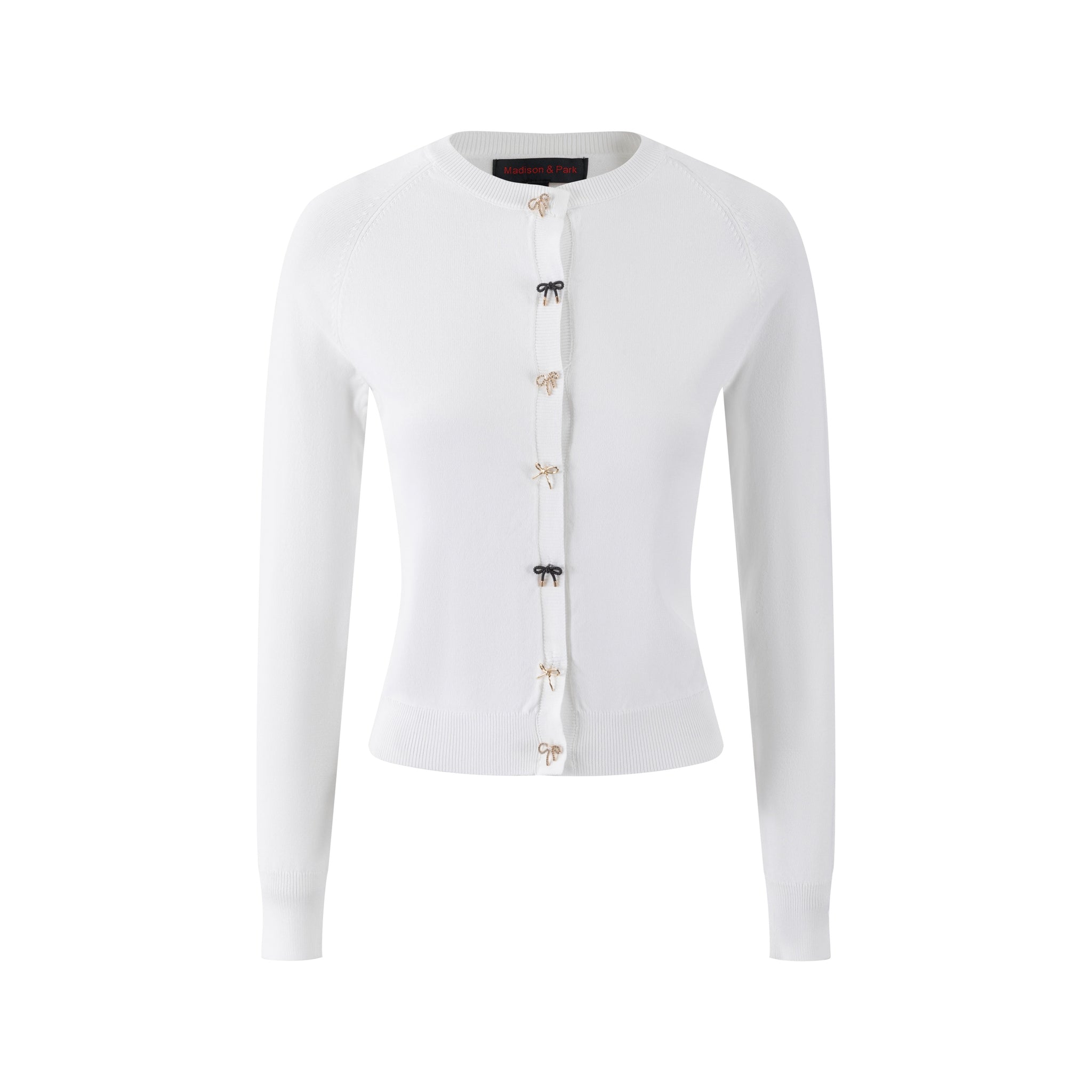 White Cardigan With Bow Shaped Buttons