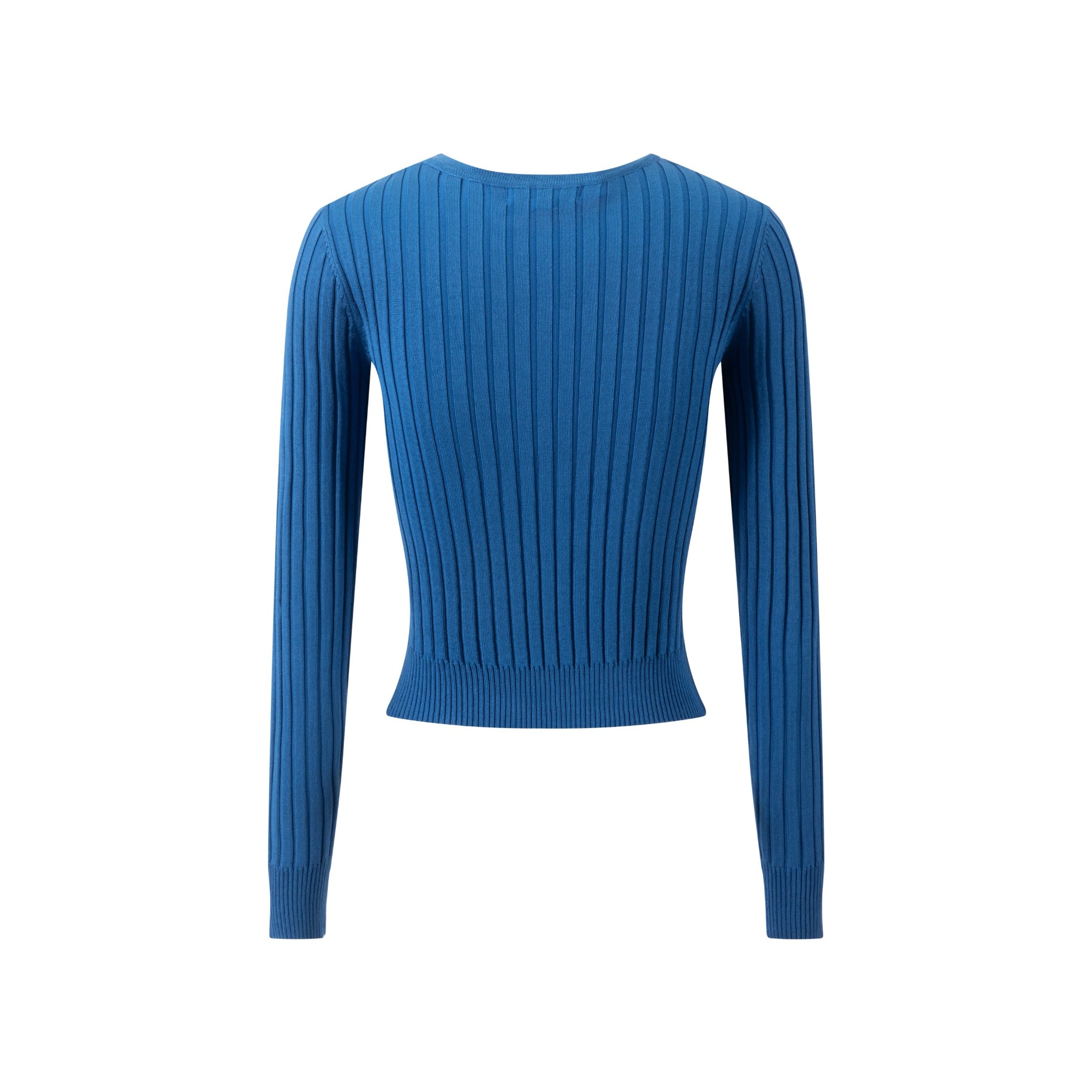 Blue Knit Cardigan With Embroidered Bird