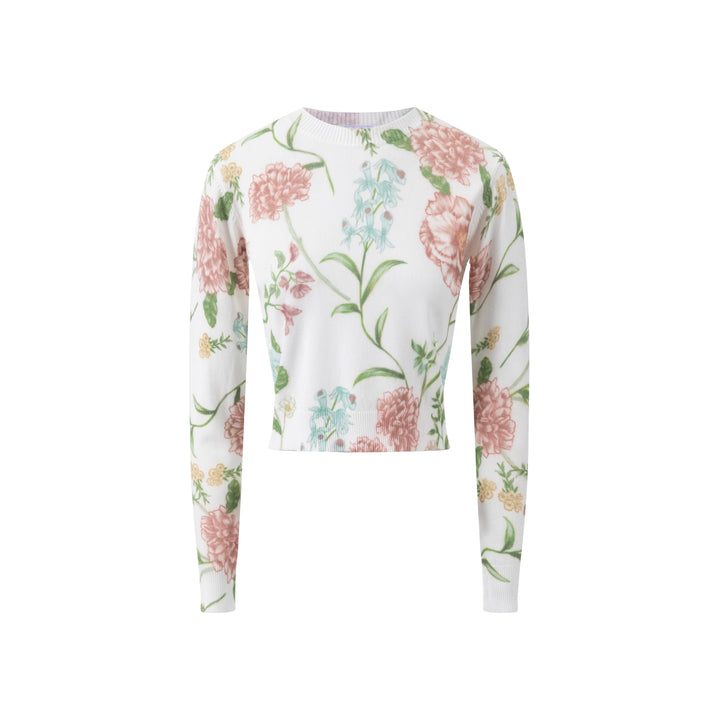 Pink Flower Printed Knit Top