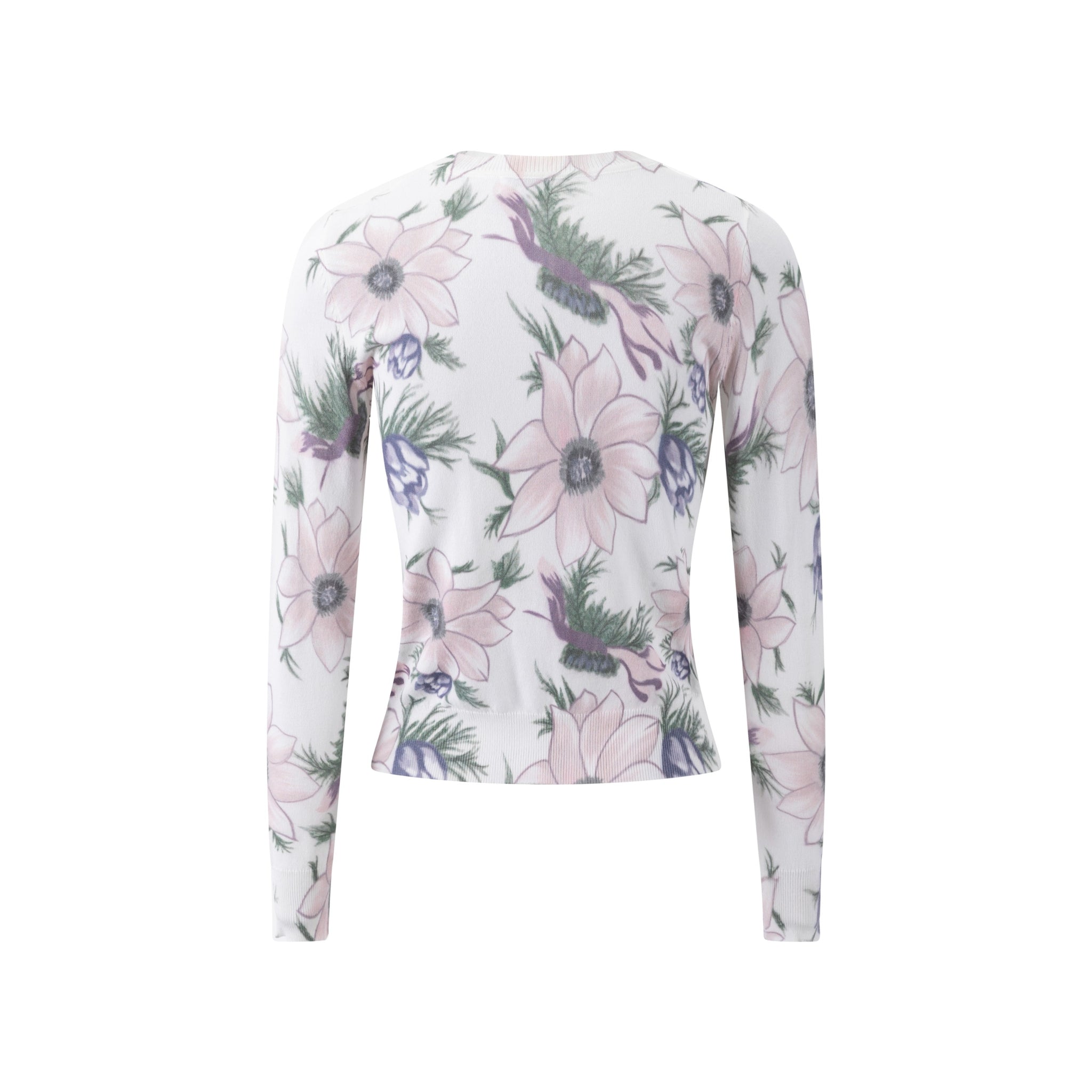 White Knit Top With Pink Floral Print