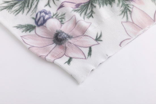 White Knit Top With Pink Floral Print