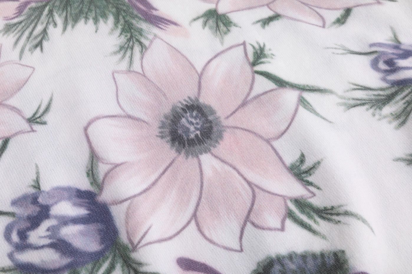 White Knit Top With Pink Floral Print