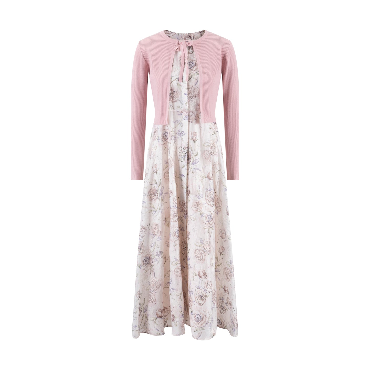 Pink Floral Overlay Dress