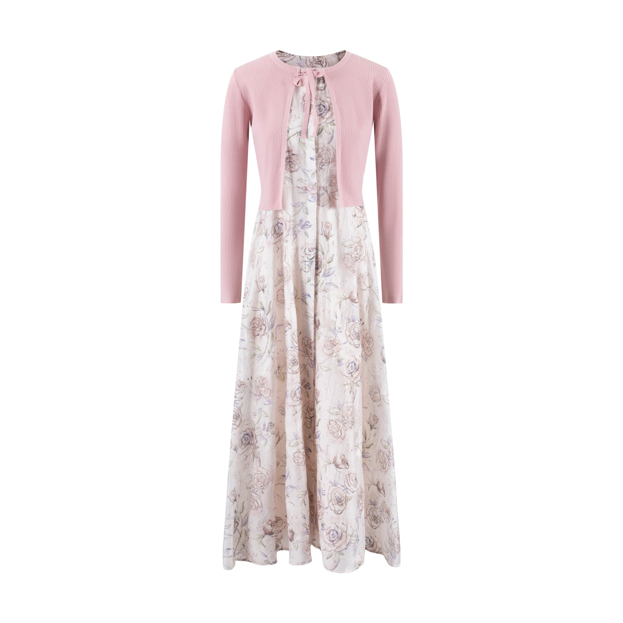 Pink Floral Overlay Dress