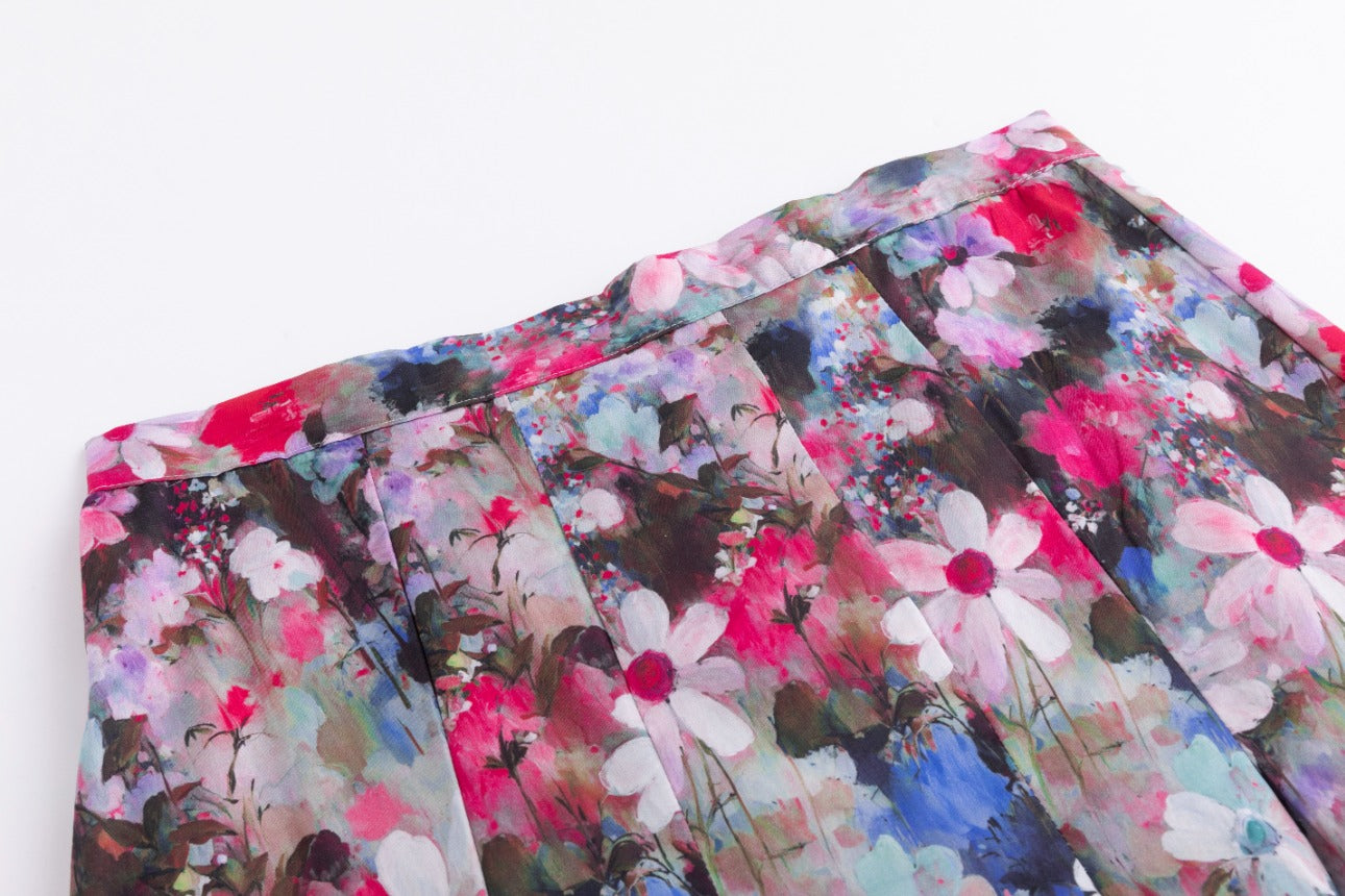 Hot Pink Floral Cotton Skirt