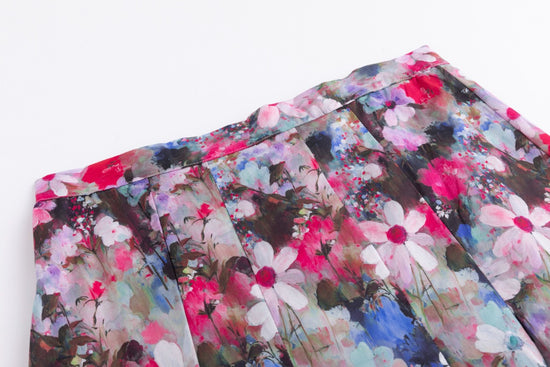 Hot Pink Floral Cotton Skirt