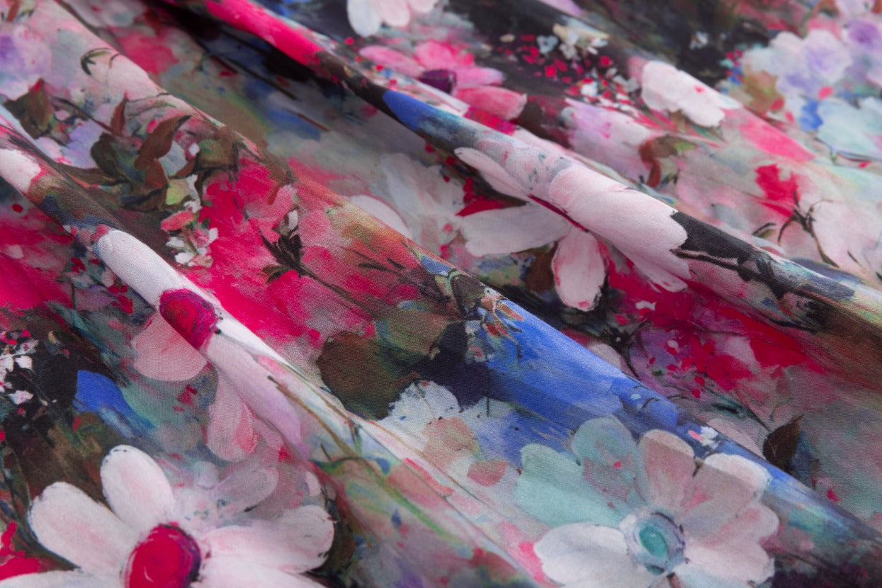 Hot Pink Floral Cotton Skirt