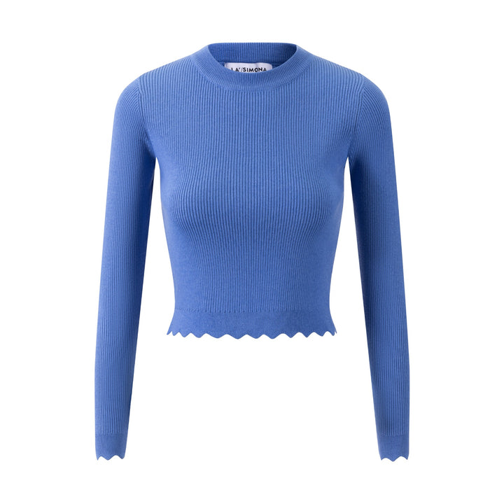 Scalloped Knit Top - Blue