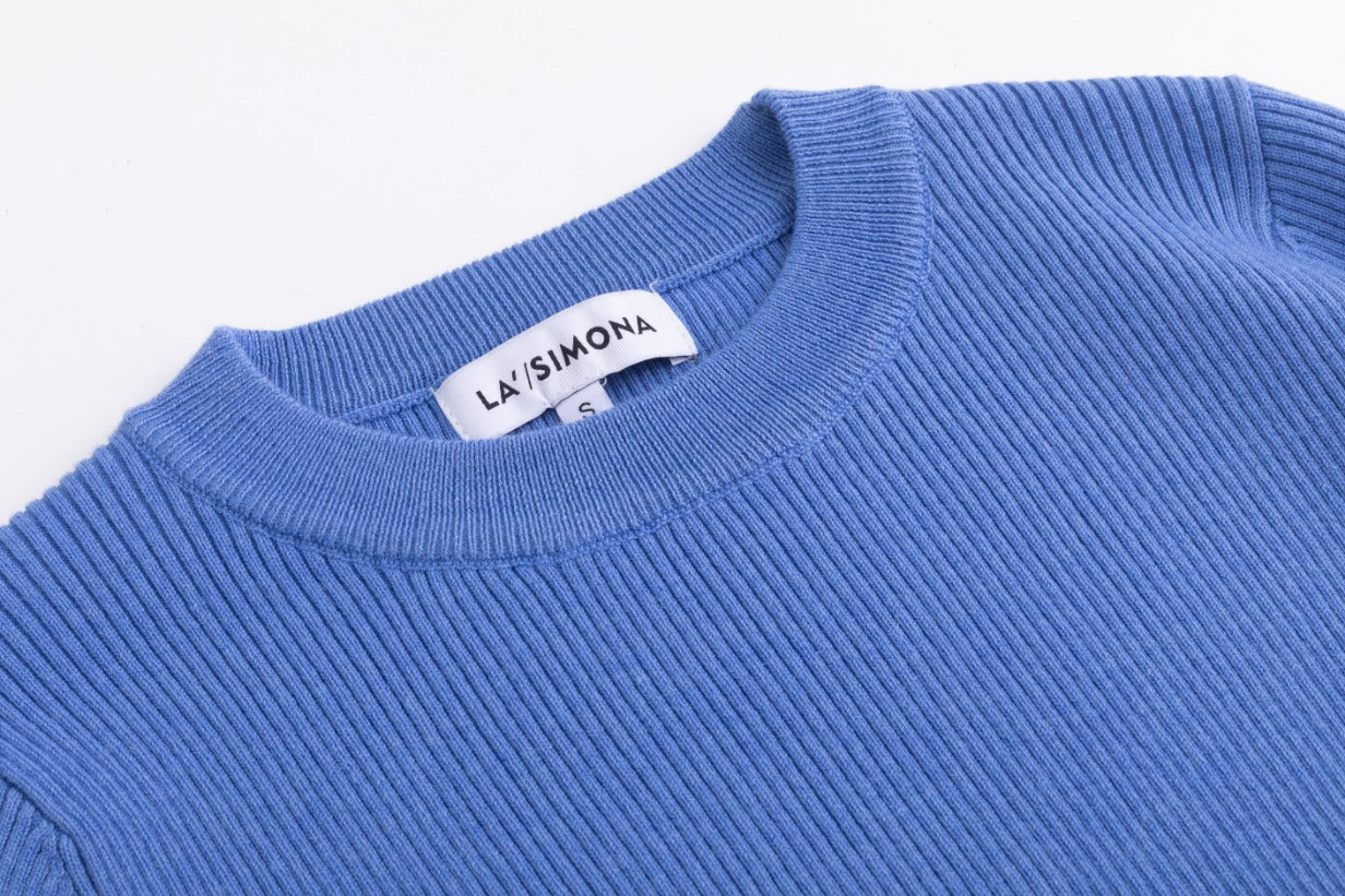 Scalloped Knit Top - Blue