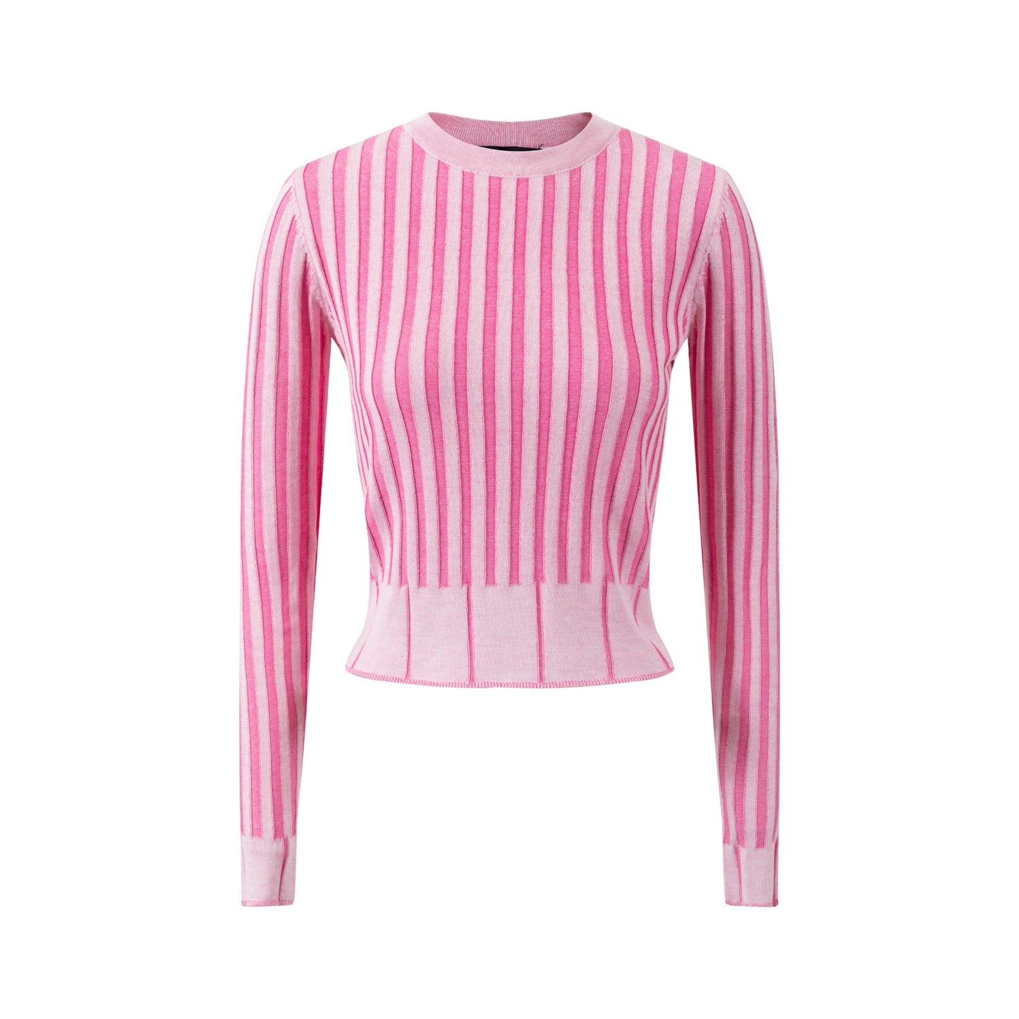 Textured Stripes Knit Top - Hot Pink