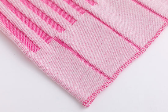 Textured Stripes Knit Top - Hot Pink