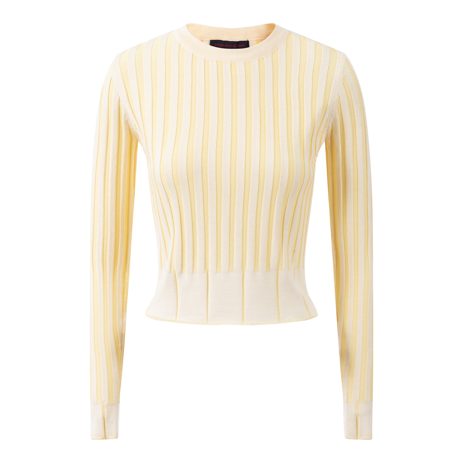 Textured Stripes Knit Top - Neon Yellow