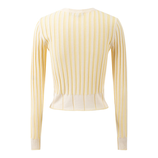 Textured Stripes Knit Top - Neon Yellow