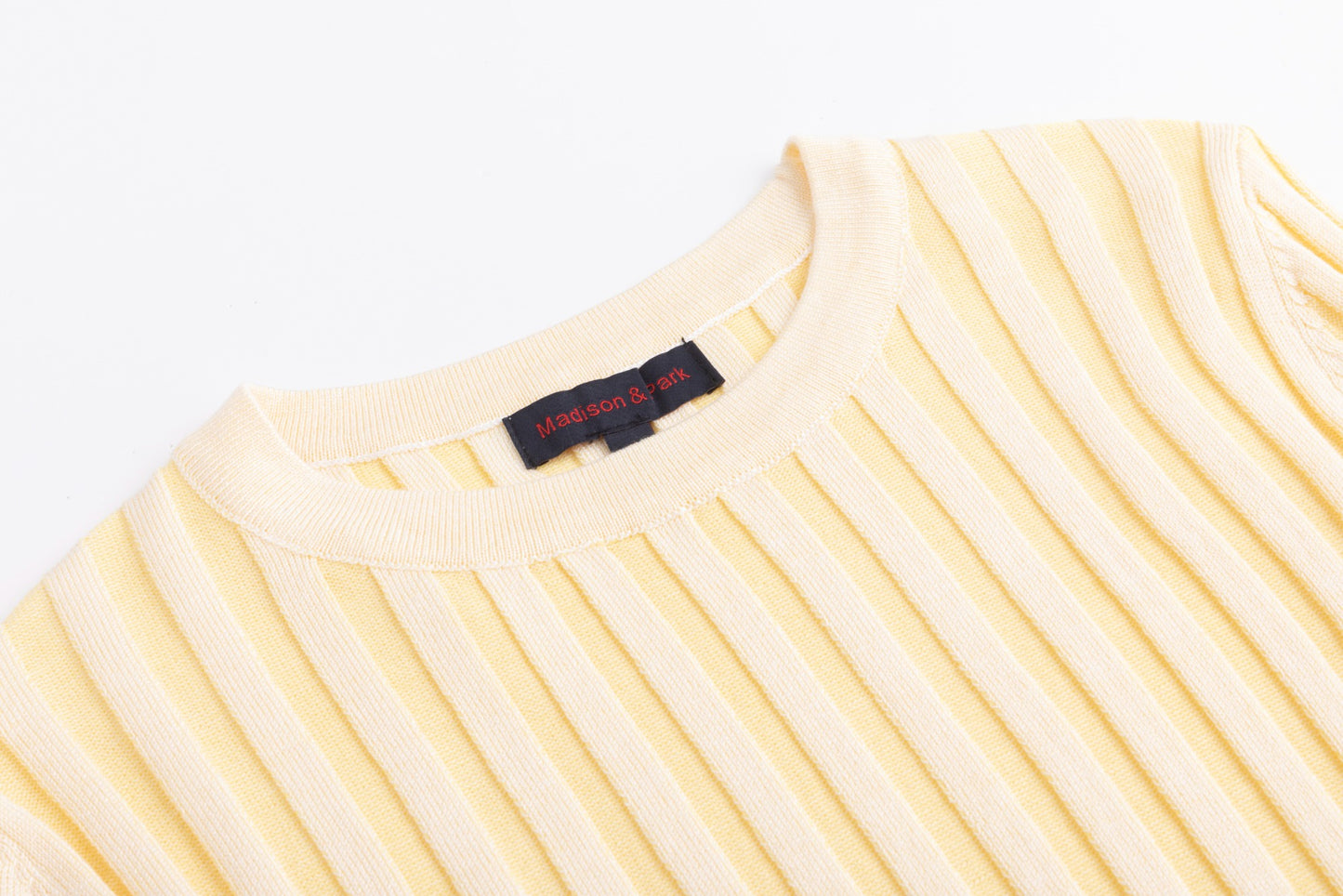Textured Stripes Knit Top - Neon Yellow