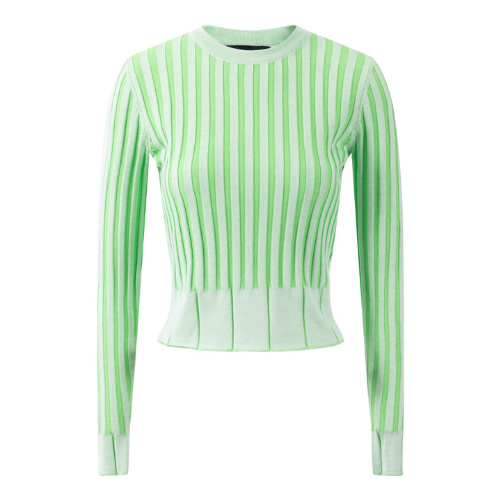 Textured Stripes Knit Top - Green
