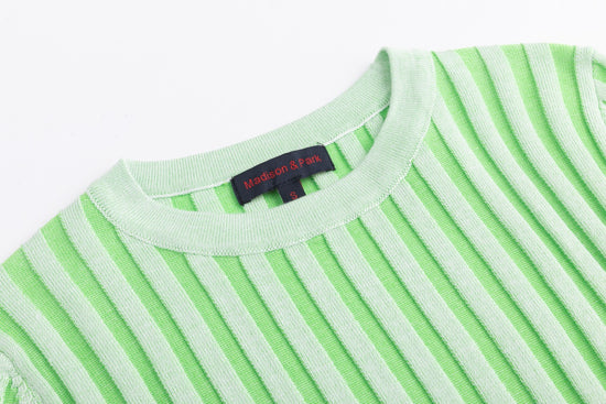 Textured Stripes Knit Top - Green