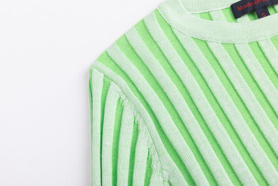 Textured Stripes Knit Top - Green