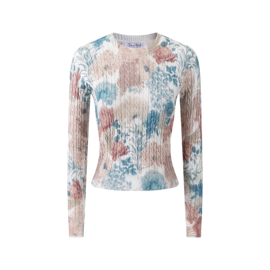Floral Multi Color Cable Knit Top