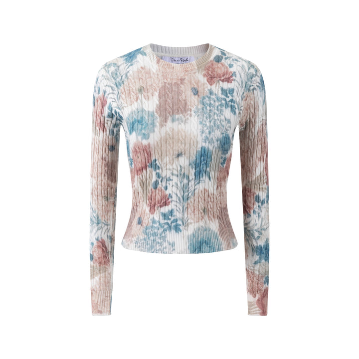 Floral Multi Color Cable Knit Top