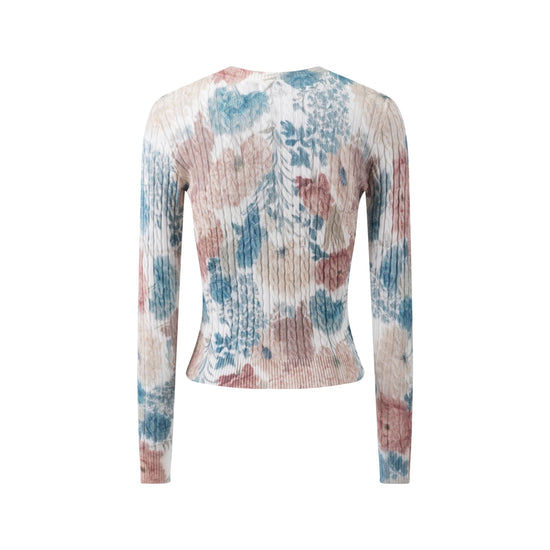 Floral Multi Color Cable Knit Top
