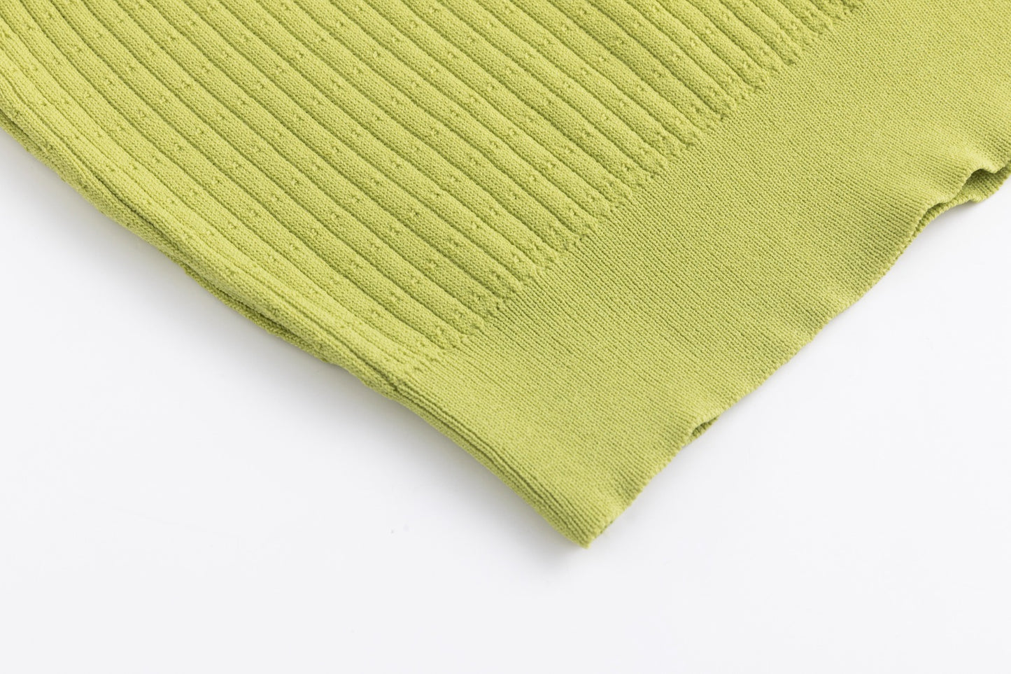 Knit Top With White Collar - Green