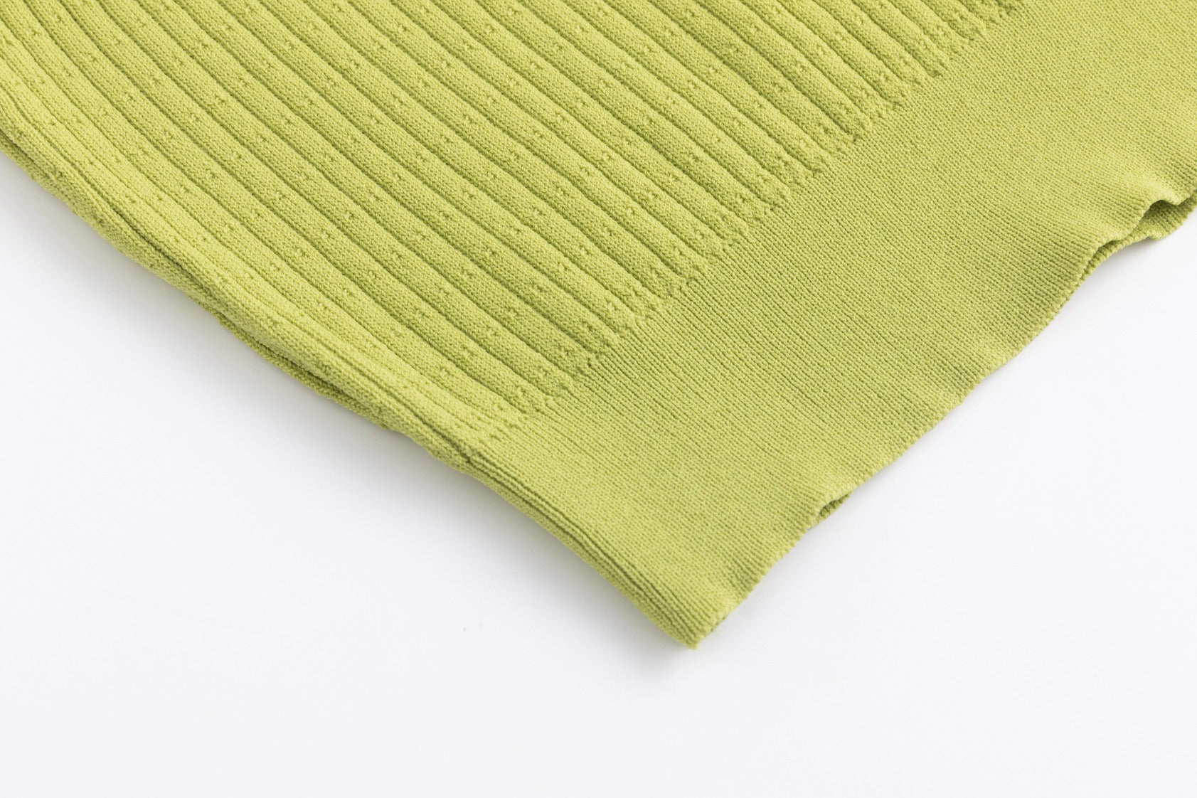 Knit Top With White Collar - Green