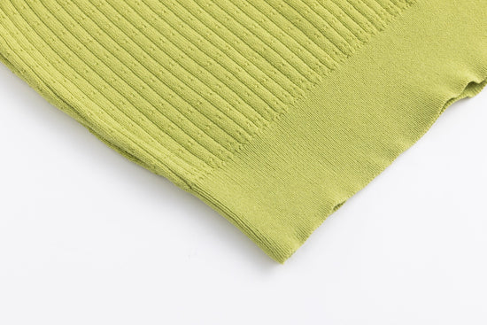 Knit Top With White Collar - Green