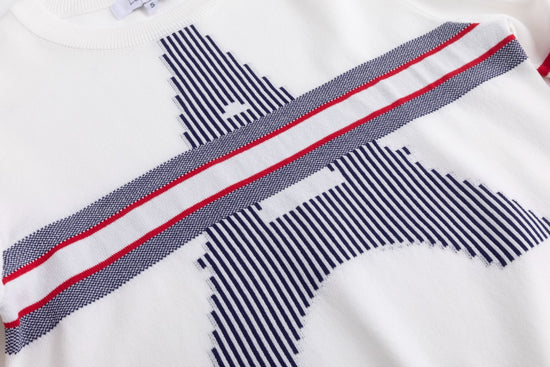 Red And Navy Eiffel Tower Knit Top