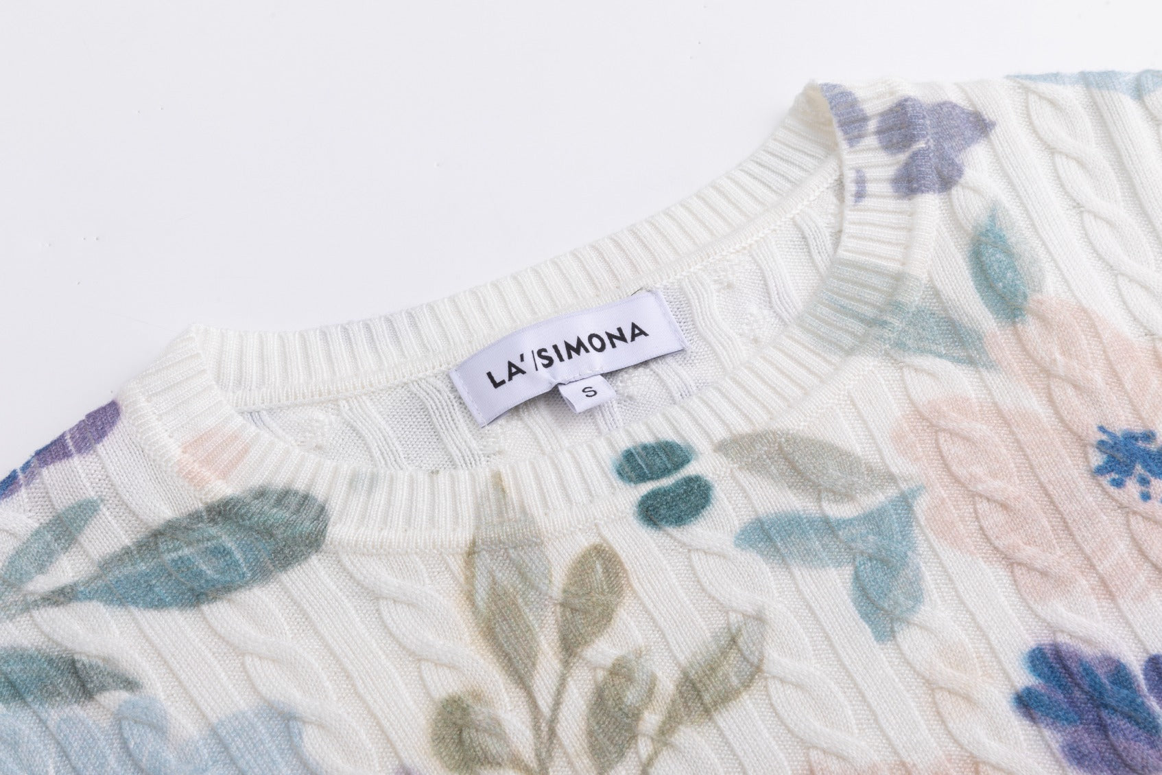 Floral Printed Cable Knit Top