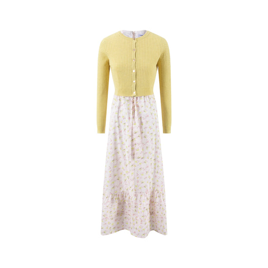 Green Floral Printed Overlay Dress