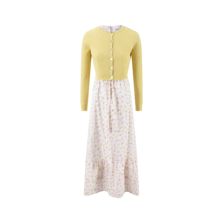 Green Floral Printed Overlay Dress