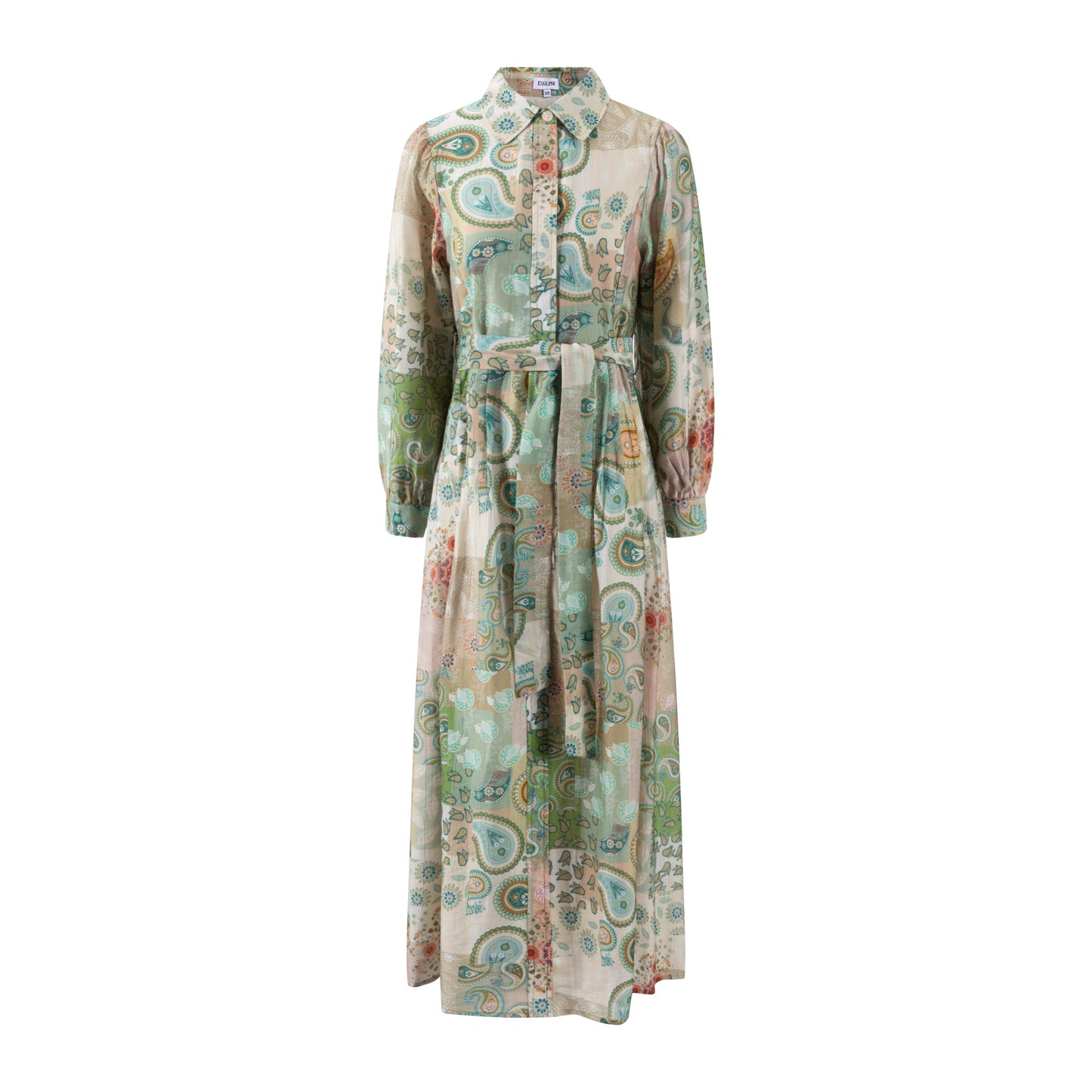Green Floral Printed Belted Dress