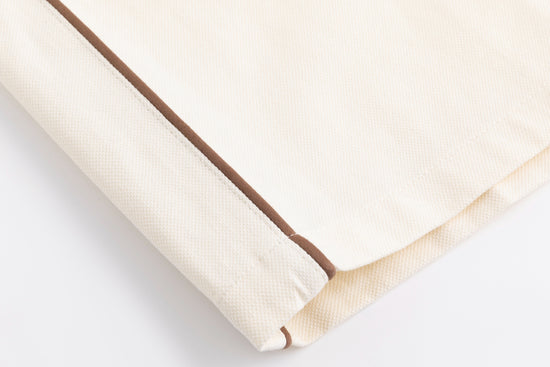 Denim Skirt With Brown Stitching And Belt - Ivory